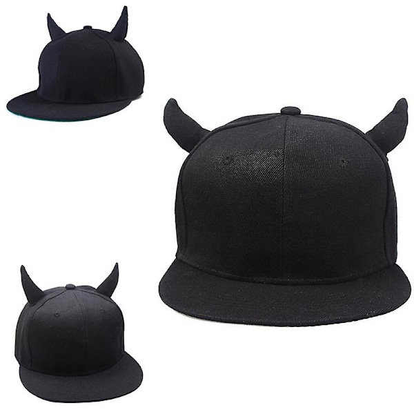 Herre Dame Snapback Justerbar Baseball Kasket Hip Hop Hat Sort Djævlehorn Kasket 2025th