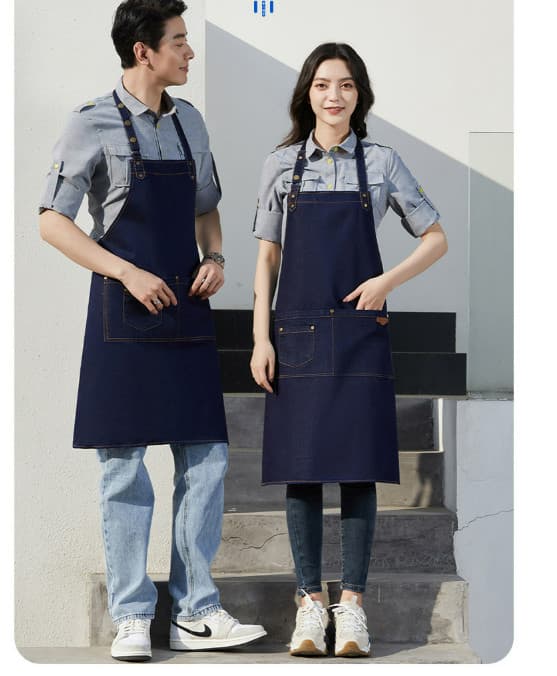 Denim Barista Forkle for Neglesalong og Kaffebar Blå