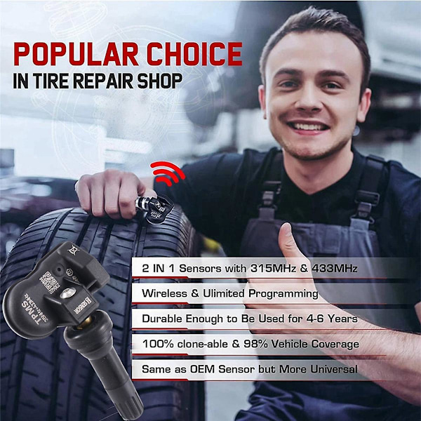 Programmerbar MX-sensor 315MHz+433MHz 2 i 1 Däcktrycksövervakningssystem Universal Redigerbar TPMS-verktyg För-AUTEL