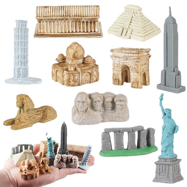 10 st Miniatyr Byggnader Leksaker Världen Runt Stad Miniatyrer Byggnader Egyptisk Modellbyggsats Leksaker