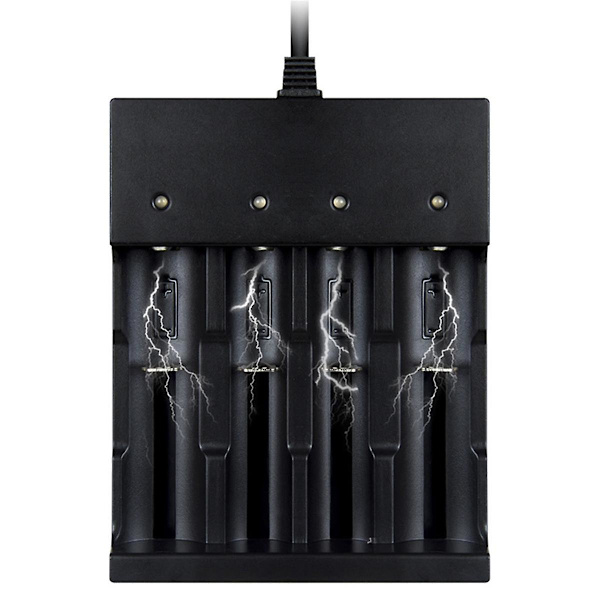 4-facklig Smart 18650 Batteriladdare, Universal Laddare för 3,7 Volt Li-Ion Ficklampor Huvudlampa 18650 R