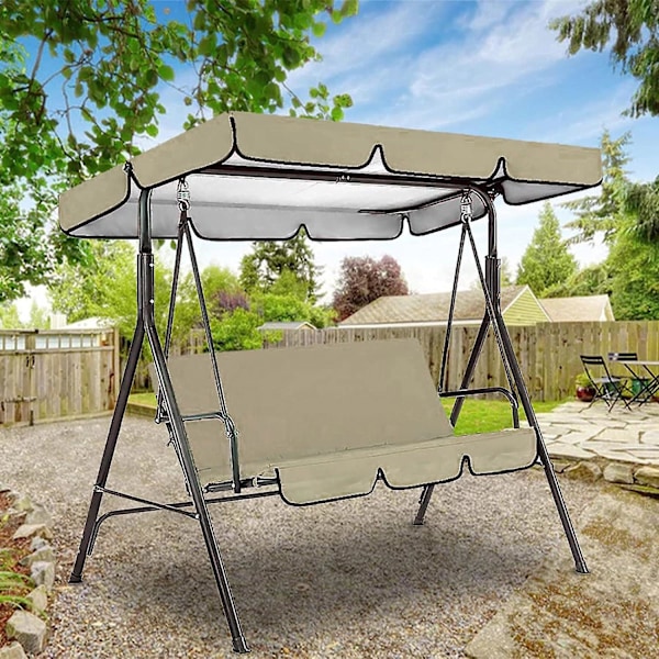 Husketak med seteputetrekksett - Vanntett polyester topp huske erstatningstak UV-blokk solskjerm for utendørs hage terrasse gårdsplass Pa