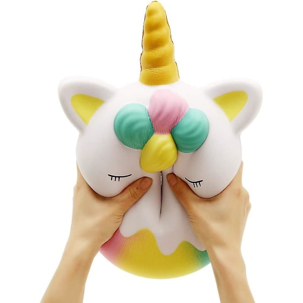 12 tum stor enhörningsmunk kawaii mjuk långsam stigande doftande jättestor munk stressavlastning barnleksak (vit)