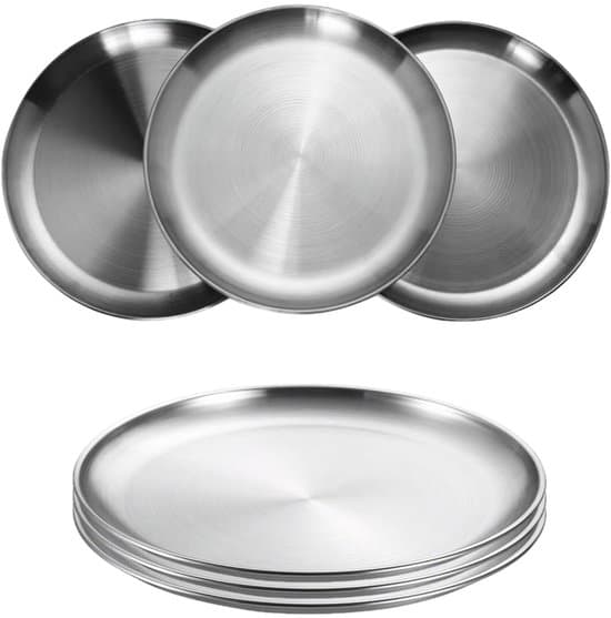 Stainless Steel Dinner Plates - Durable and Versatile - 6-Piece Set - 20 cm