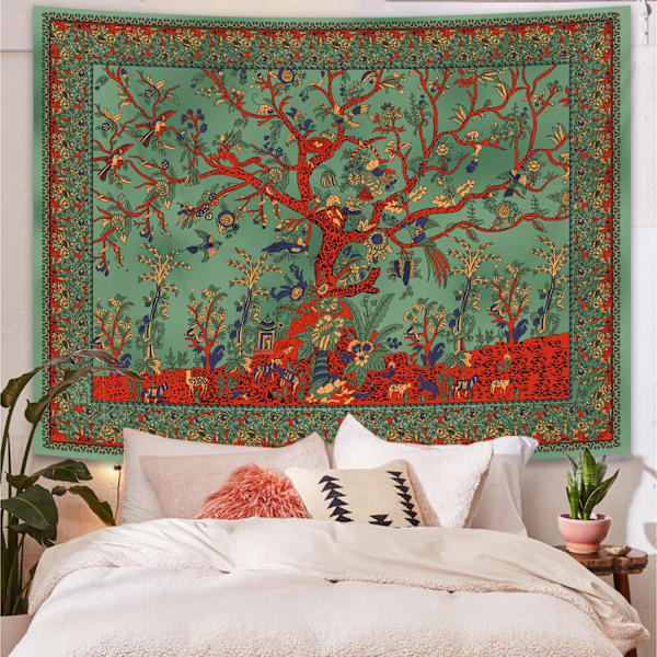 Livets träd Bohemisk gobeläng Väggdekor 130cm x 150cm