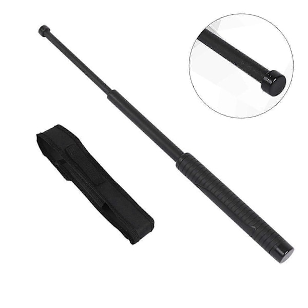 Teleskopisk Stav Svart 66 cm 3 Sektioner Gummihandtag Stark PVC Snabbkoppling Infällbar Säkerhetsstav för Utomhusbruk Bil