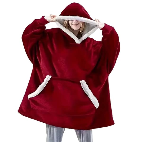 100% Bomuld Oversize Tæppe Snuggie Rød