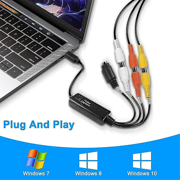 RCA AV till USB-C-omvandlare Videoupptagningskort Adapter 1 kanal AV NTSC PAL Video S-Video/Komposit till USB-omvandlare - XinHan