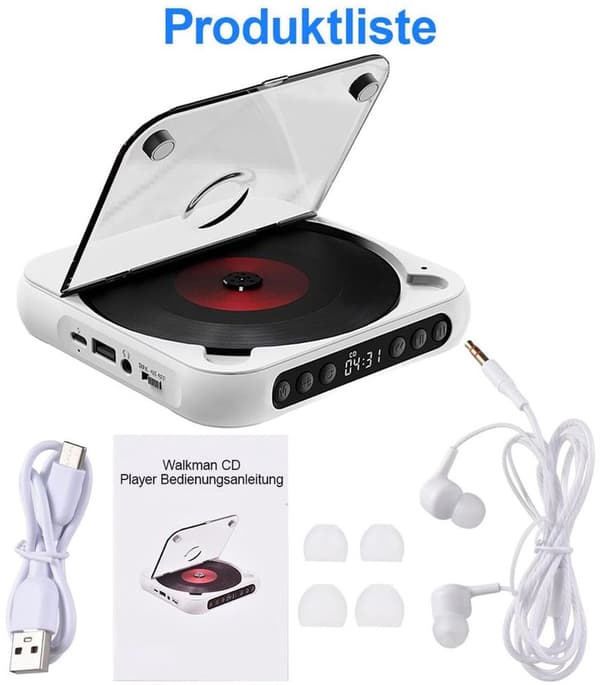 External Car CD Player with USB, Integrated LCD, Dual-Mode Connectivity, 2000mAh Battery, Up to 7 Hours Battery Life.