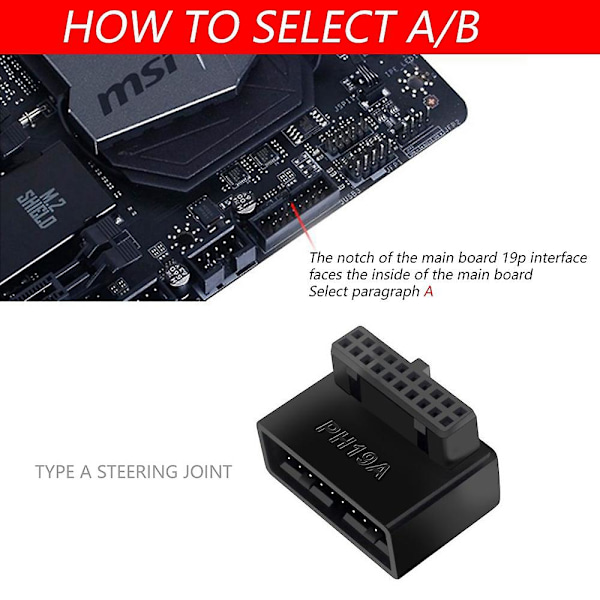Ph19b USB 3.0 Sisäinen Otsikko USB3.0 19/20p Pistoliitäntäsovitin Muunnin Tietokoneen Emolevylle