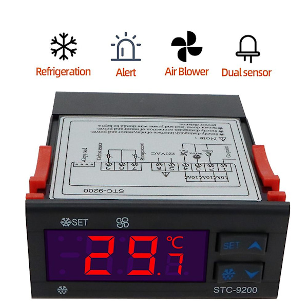 STC-9200 Digital temperaturregulator Termoregulator med kylning Avfrostning Fläktlarmfunktion AC 220V