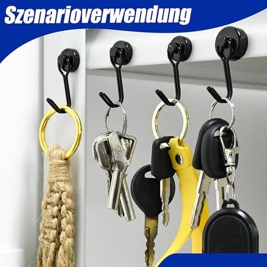 8-pack Neodymium Magnet Hooks - 7 kg Load - Black