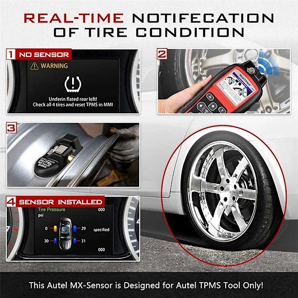 Programmerbar MX-sensor 315MHz+433MHz 2 i 1 Däcktrycksövervakningssystem Universal Redigerbar TPMS-verktyg För-AUTEL