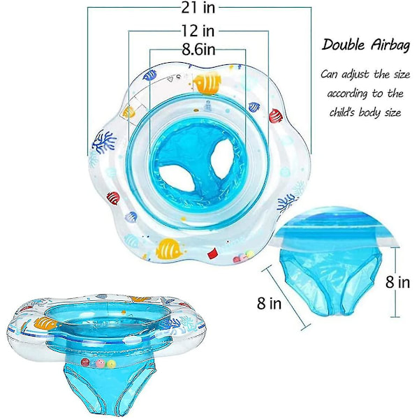 Baby simring, uppblåsbar baby simring med säte för spädbarn 6-36 månader