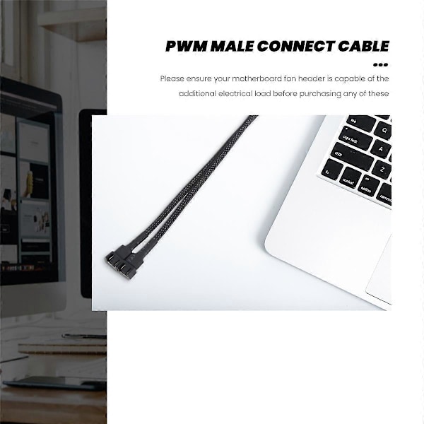 1 till 2-vägs Flätad Kabel Y-Splitter 3/4 Pin PWM Hane Kontakt Fläkt Dator PC Fläkt Förlängningsadapter