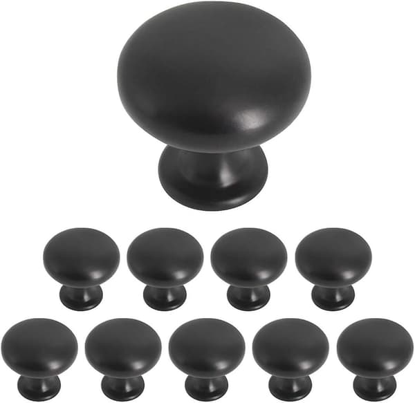 10 Stykker Solid Skabslåge Knop Kommode Håndtag Svampeformet Garderobetræk Diameter 30mm Sort