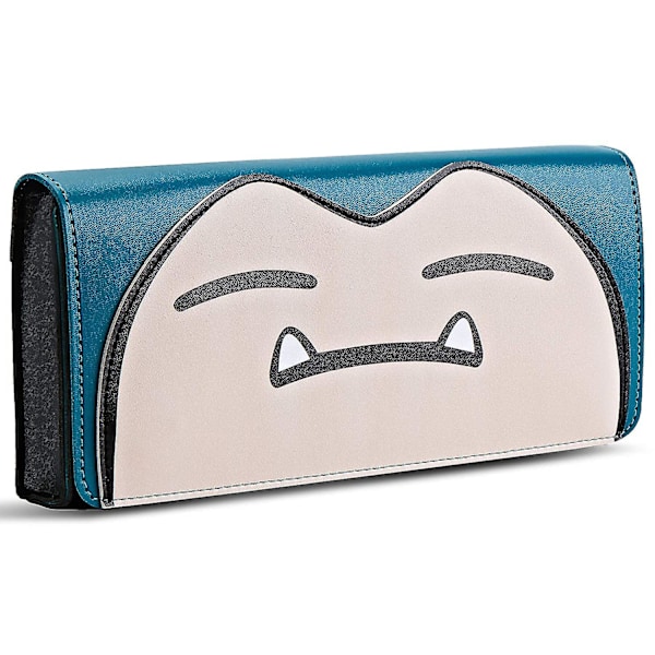 Switch Case Kompatibel med Nintendo Switch og Switch OLED, Sød Læder Rejse Clutch med Spilholder - Snorlax Blå