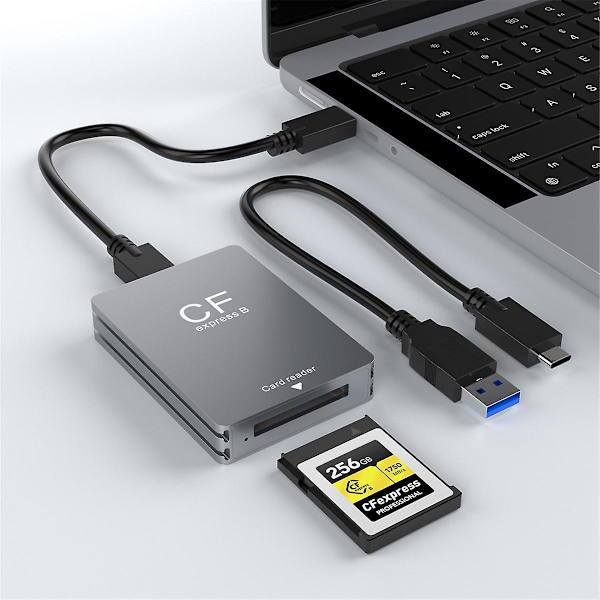 CFexpress Typ B Kortläsare USB3.2 Gen2 10Gbps CFexpress Läsare Minneskortsadapter med /A Kabel