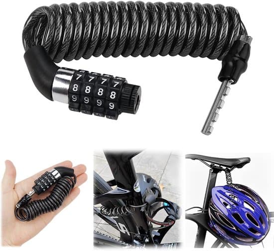 Cable Lock Combination Lock 4-piece - secure and compact - suitable for bicycles and helmets