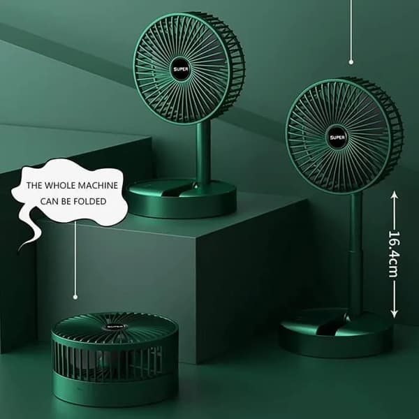 Foldable Portable Fan - Base Mounted - Three Wind Speeds - 1200 mAh