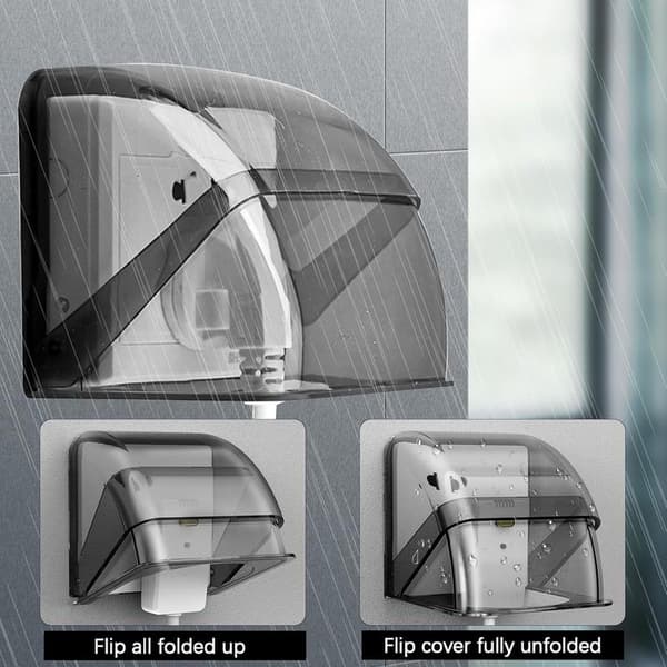 Splash-Proof Socket Enclosure - 2 Pieces - Waterproof Protective Box - Self-Adhesive Switch Cover - 100×100×93 mm - For Bathroom & Outdoor - Black