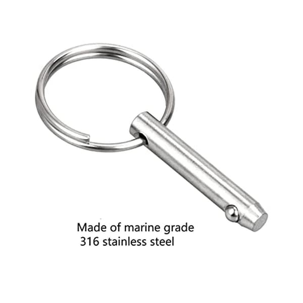 4 st Snabbkopplingsstift för Bimini-topp, Diameter 1/4 tum (6,3 mm), total längd 2,56 tum (65 mm), marin