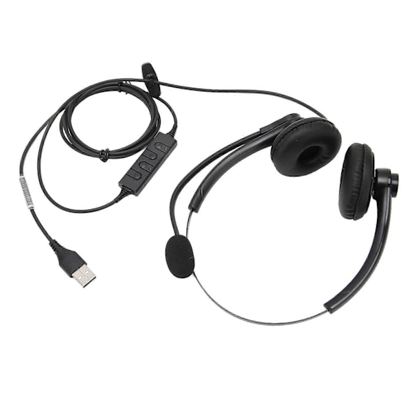Trådbunden Telefonheadset Brusreducering Binaural Business Hörlurar med Mikrofon för Call Center Kundtjänst USB-kontakt