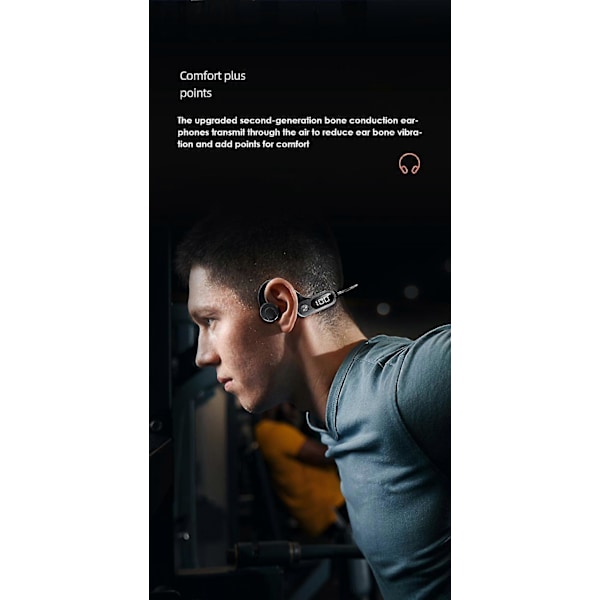 Benledningshörlurar, Öppna Öron Bluetooth Trådlösa Sport Hörlurar, Vattentäta Trådlösa Hörlurar med Inbyggd Mikrofon för Sport, Träning, Löpning