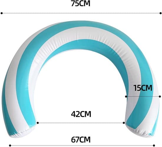 Inflatable Ring-Shaped Swim Ring; Inflatable Curved Swim Ring, Floating Ring and Pool Noodle. - Curved Design - 60 x 75 cm - Blue