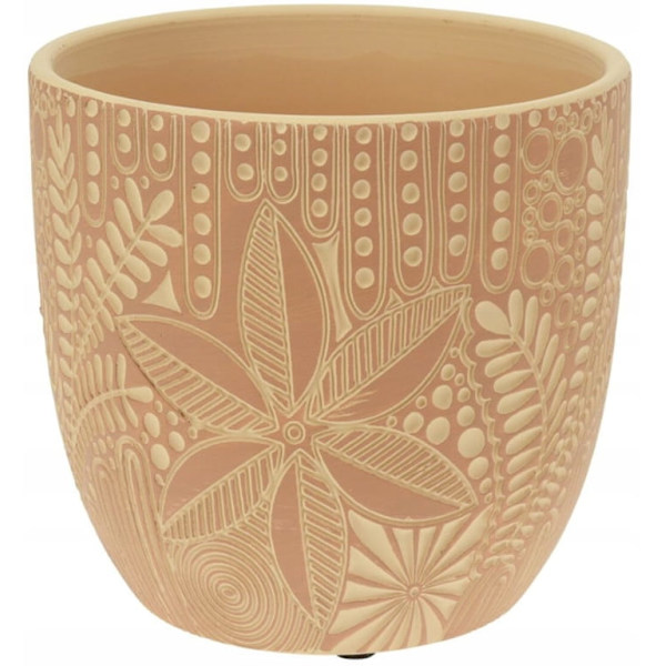 Ceramic pot with ethnic pattern 13.5x12.5cm decorative pot