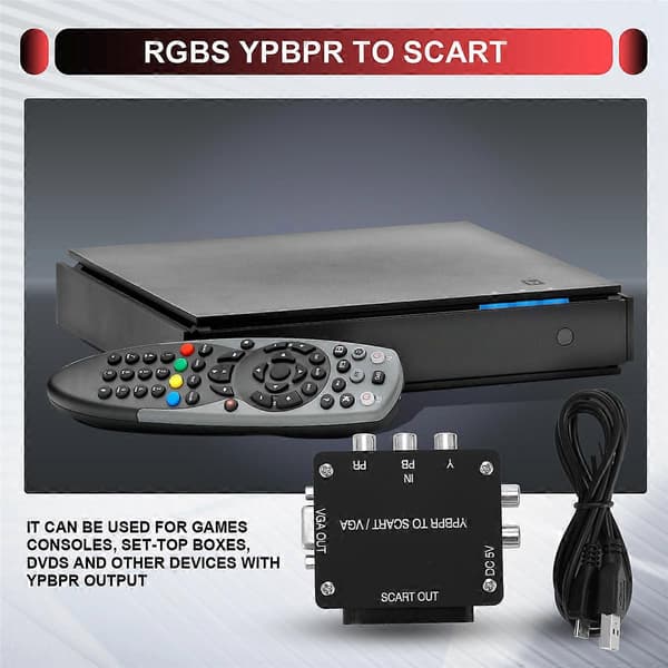 YUV TIL RGBS YPBPR til SCART YPBPR TIL VGA Komponentkoder Konverter Spillekonsol, RGBS til Farve D