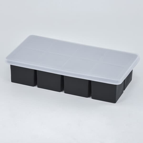 Square Silicone Ice Cube Tray with Lid - Easy Ice Cube Release for Whiskey 8-grid