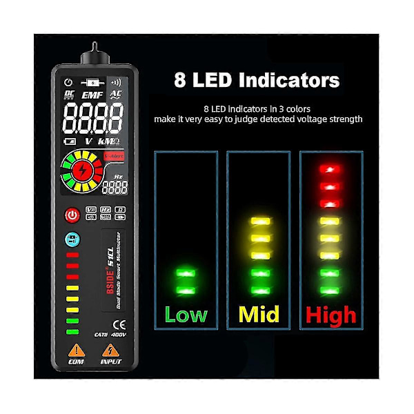 S1cl Tester LCD 3-resultaters Display AC Detektor Berøringsfri Med Justerbar Følsomhed Multimeter