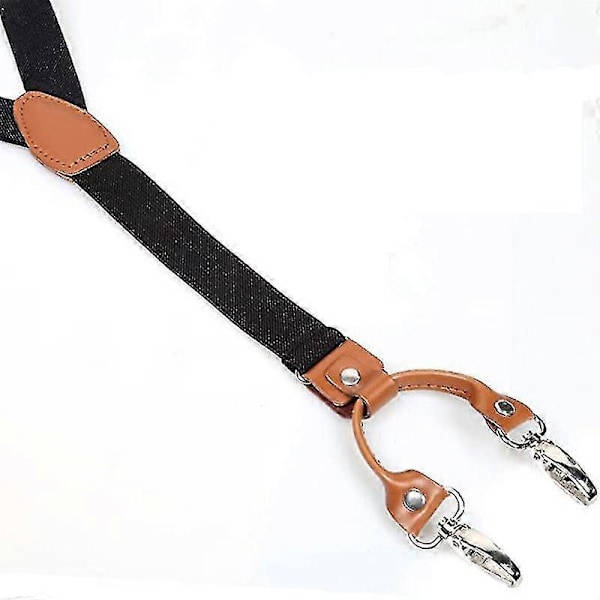 Herrar Y-formade Breda Tunga Armbandsband med 4 Metallklämmor Justerbara Elastiska Remmar - FÄRG: Svart
