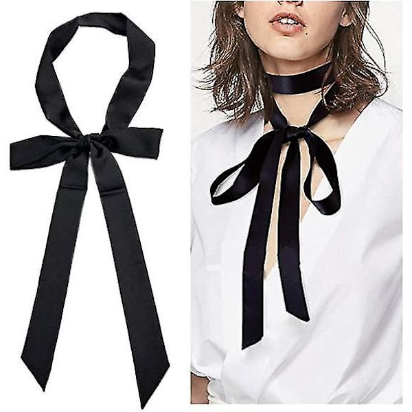 Enfärgad halsduk slips, dam elegant lång smal halsduk slips midjebälte, 3 st flerfärgad
