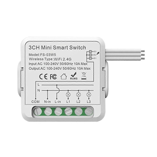 WiFi Reläbrytare Modul 10A 3/4 Kanaler AC100-240V Fungerar med Alexa Home Mini Smart Switch Modul