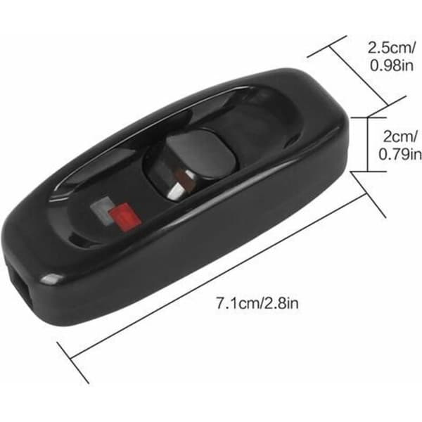 6 stk. lampeafbryder, vippekontakt 250V 10A inline ledningsafbryder med LED-indikatorlys (sort)