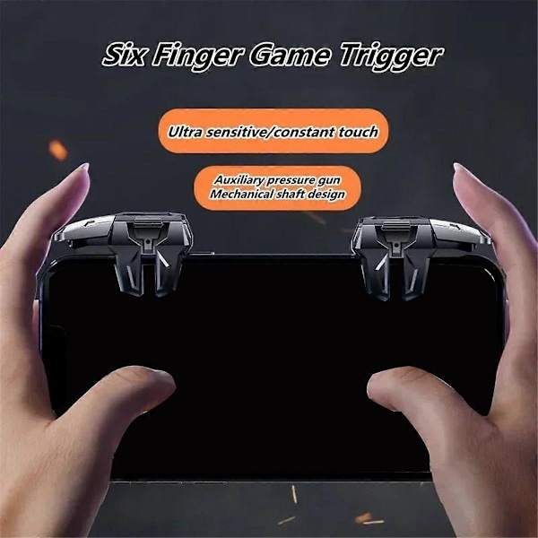 6 Finger Mobilspil Trigger til PUBG Aim Konkurrencedygtig Nøgleknap Gamepad Controller Universal til Mo
