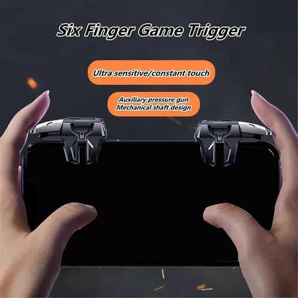6-fingers mobilspel trigger för PUBG Aim, tävlingsknapp, gamepad-kontroller, universell för Mo