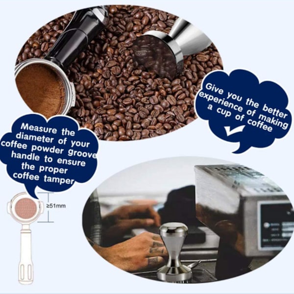 Rustfrit Stål Kaffe Tamper Barista Espresso Tamper 49mm Kaffe Bønne Presse