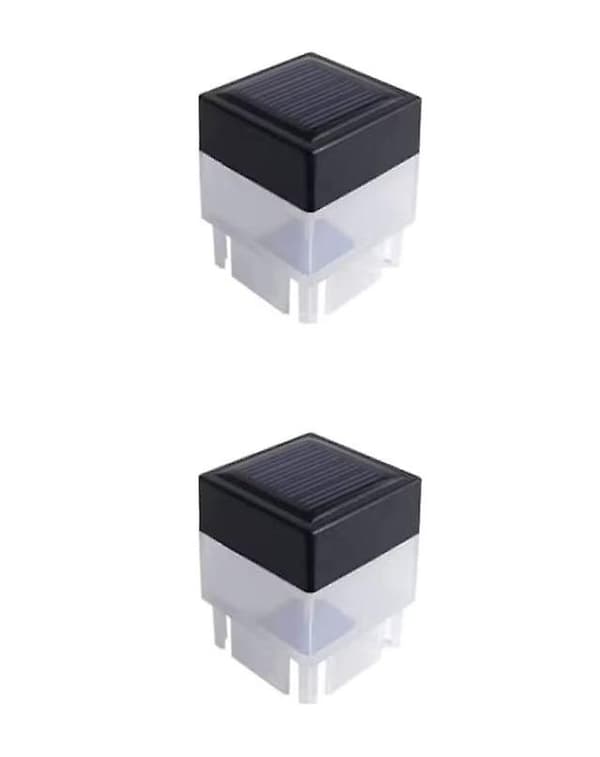 Solcelled LED Gjerdepost Topp for Hage, Solcellelys (2 stk, Svart)