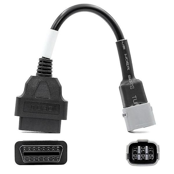 OBD-motorcykelkabel för 6-stiftskontaktkabel Diagnostisk kabel 6-stifts till OBD2 16-stiftsadapter