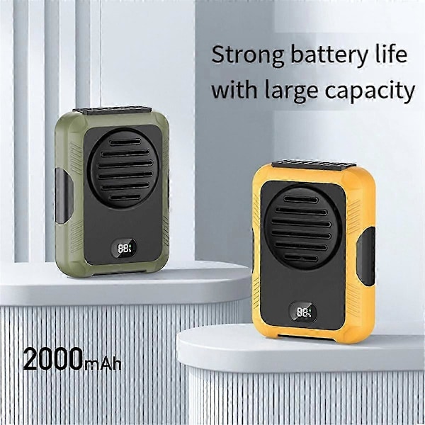 2000mah Riippuva Kaula-/vyötärötuuletin USB Mini Kannettava Ladattava Tuuletin Ulkoiluun, Retkeilyyn, Kiipeilyyn