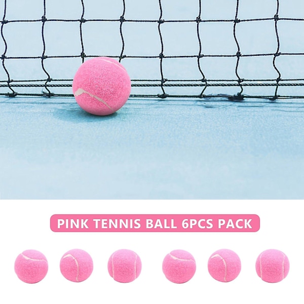 Pink Tennisbolde 6 stk. Pakke - Slidstærke Elastiske Træningsbolde 66mm - Kvinder Begynder Øvelse Tennisbolde