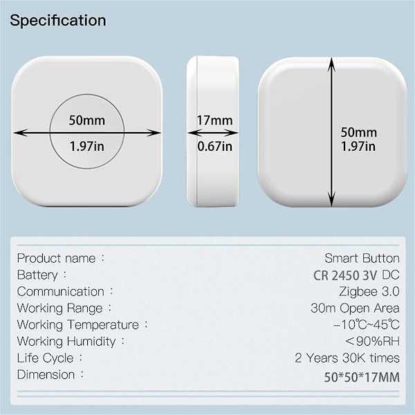 Tuya Zigbee trådlös mini-switch, en knapptryckningskontrollscen, smart fjärrkontroll, hemautomatisering