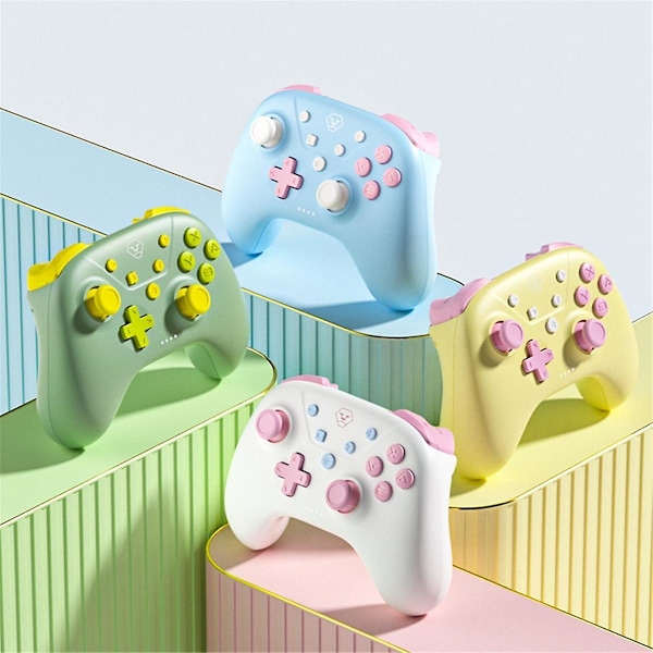 Bluetooth-spelkontroll för Switch, 3 lägen, rörelsesensor, vibration, godisfärgad, vit