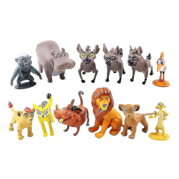 12 st Lejonvakten Leksaksdjur i PVC - Kung Kion, Simba, Bunga, Beshte, Fuli och Ono