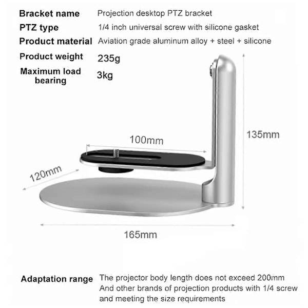 Takbord Veggfeste Multi-Vinkel Projektorstativ Roterbart for XGIMI Xiaomi Mijia Mini Projektor