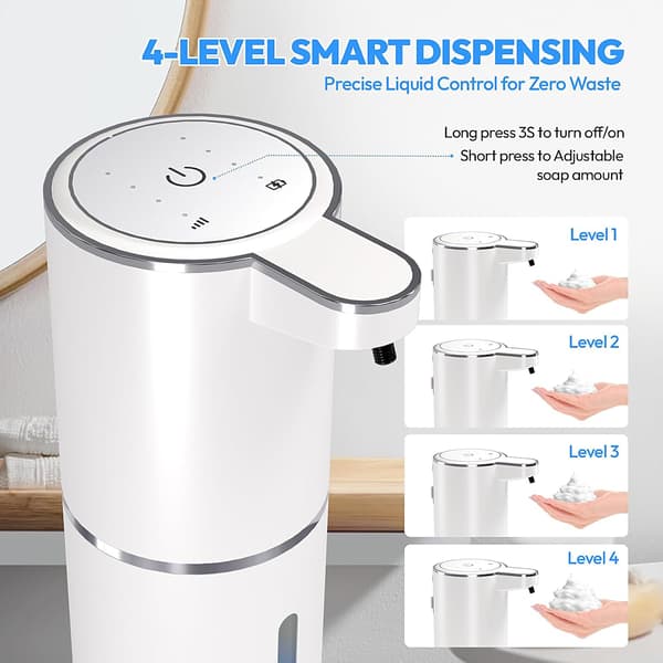 Automatic Foaming Soap Dispenser, Touchless 12.8 oz Rechargeable Wall Mounted Smart Soap Dispenser (White)
