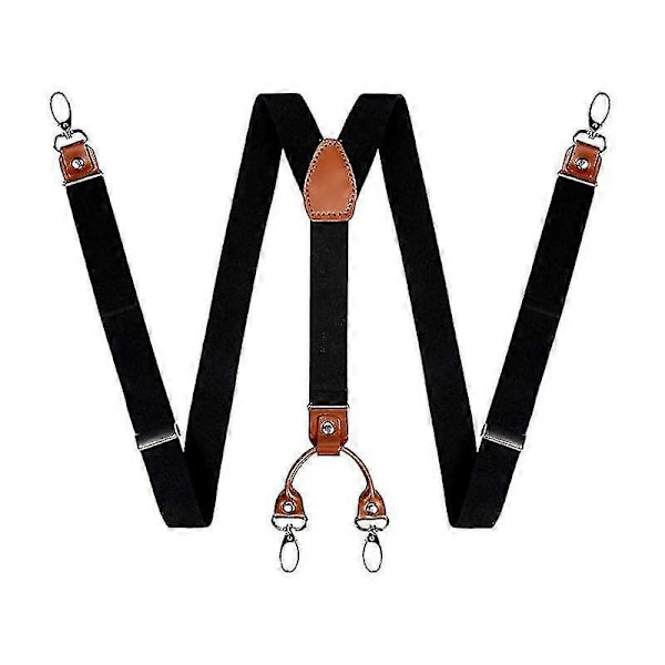 Herre Y-formede Brede Kraftige Seler Med 4 Metalclips Justerbare Elastiske Stropper - FARVE: Brun